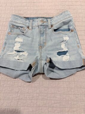 Aeropostale High Rise Midi Distressed Denim Shorts – Size 0